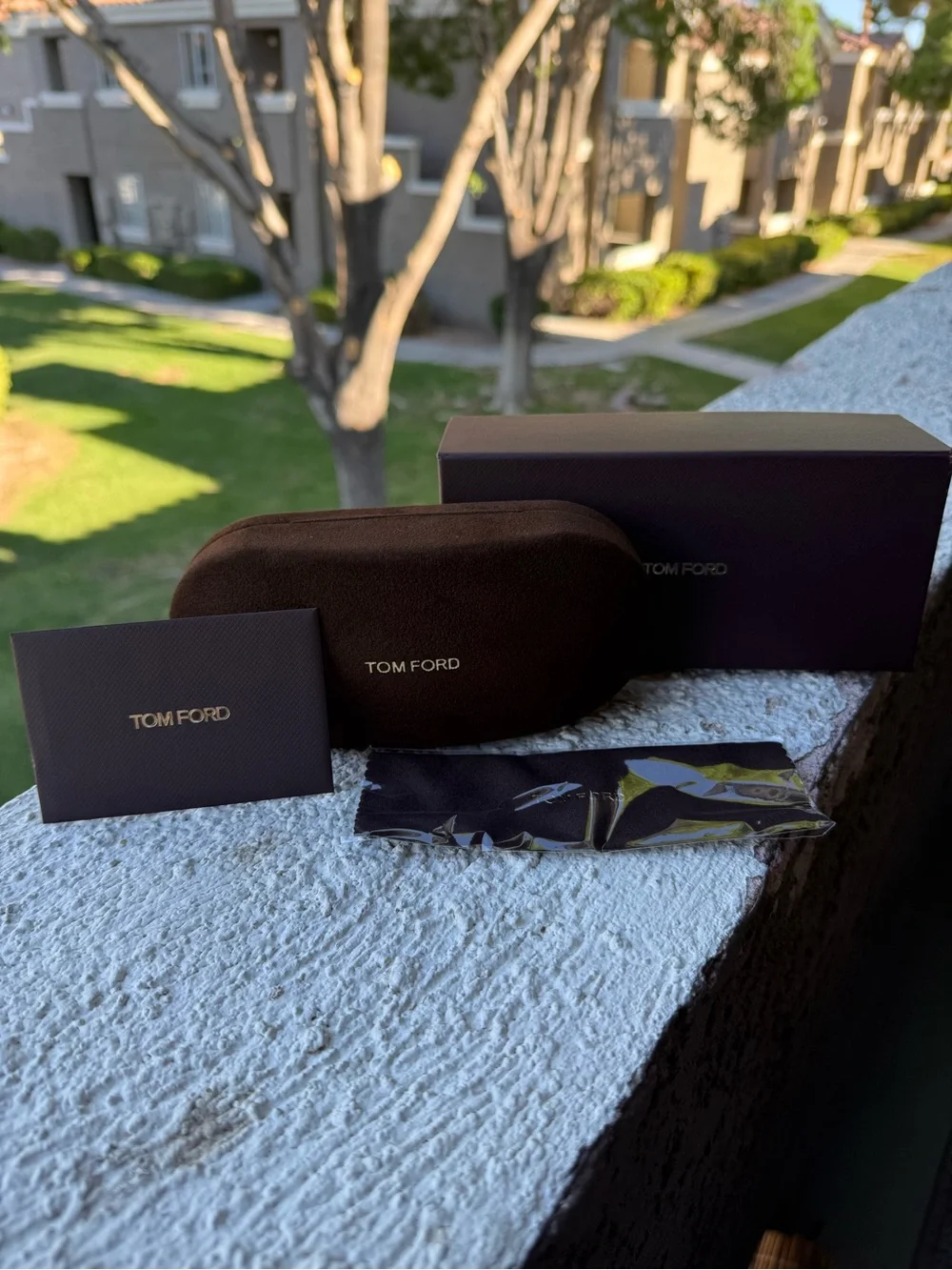 Tom Ford chocolate brown Sunglasses Case and Packaging